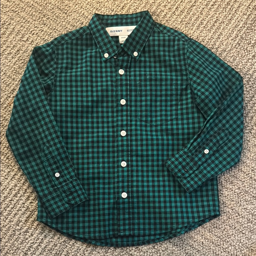 Old Navy Kids Green Checkered Shirt